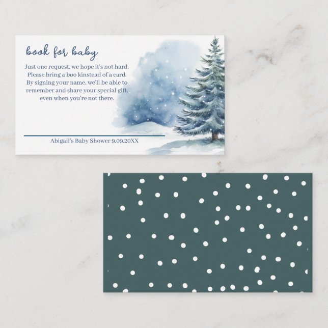 Snö täckte Evergreen Bok för Baby babyskor Tilläggskort (Fram/baksida)
