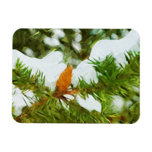 Snö täckte Gräs Abstrakt Impressionism Magnet