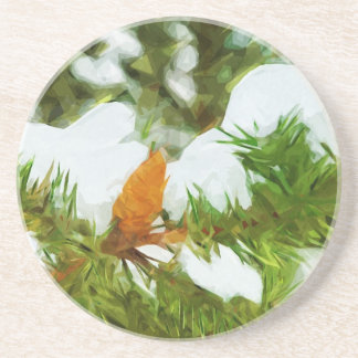Snö täckte Gräs Abstrakt Impressionism Underlägg Sandsten