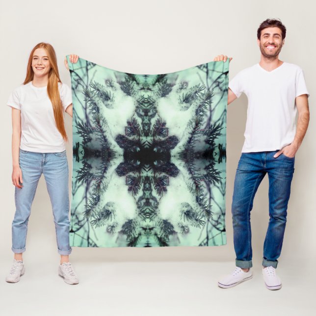 Snö täckte Gräs Nål Winter Nature Abstrakt Fleecefilt (På plats)