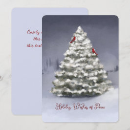 Snö täckte Gräs Träd två kardinaljulen