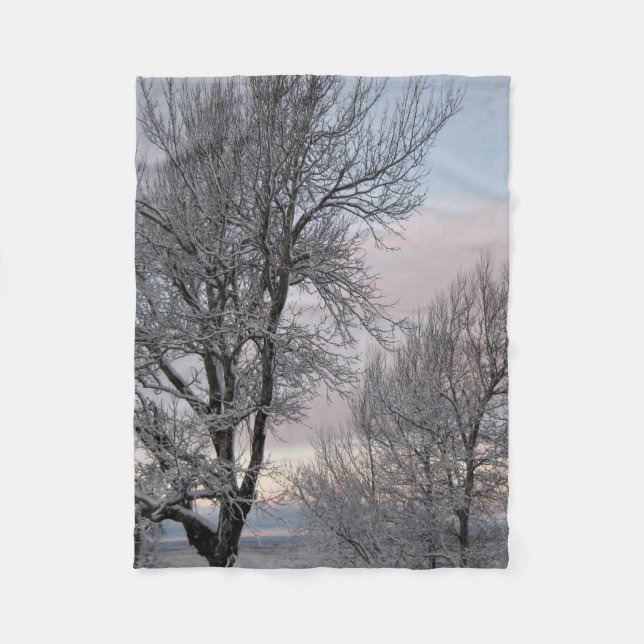 Snö täckte grenar fleecefilt (Framsidan)