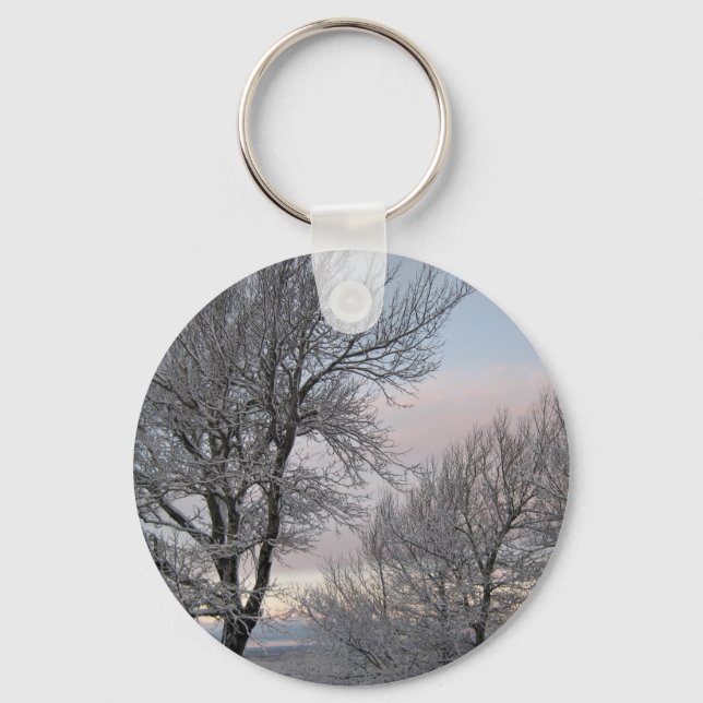 Snö täckte grenar nyckelring (Framsida)