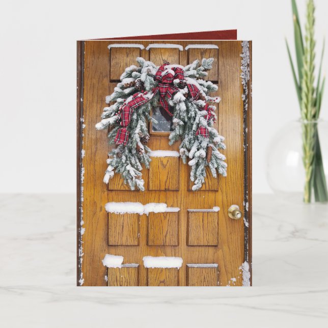 snö täckte julen gräs helgkort (Framsida)