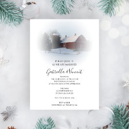 Snö täckte Land Barn och Silo Winter Wedding Magnetisk Inbjudningskort