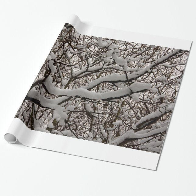 Snö täckte träd grenar presentpapper (Utrullad)