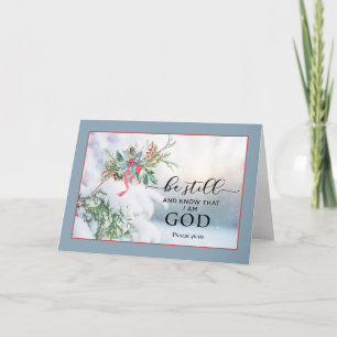 Snö täckte varje grön jul Psalm 46:10 Bibel Helgkort