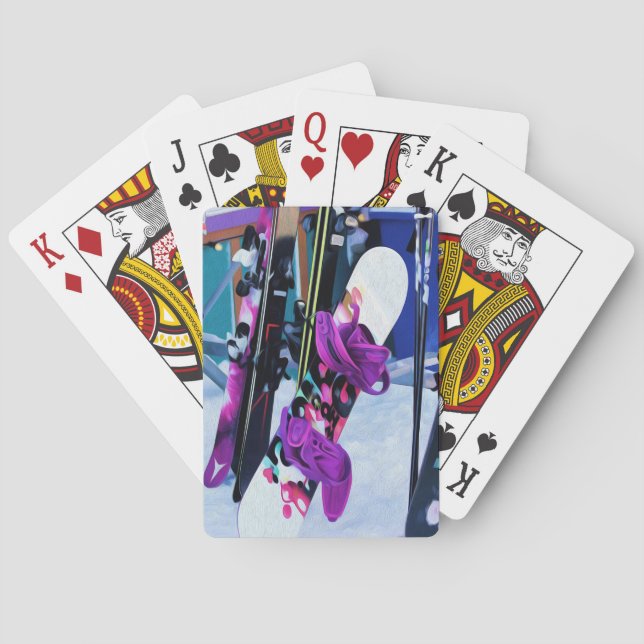 Snö-tid - snöskivor och skidor casinokort (Baksidan)