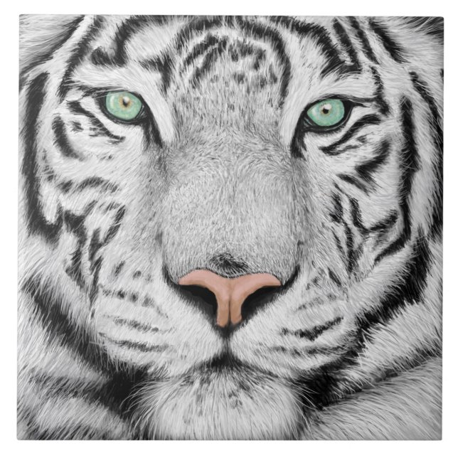 Snö Tiger Ansikte Kakelplatta (Framsidan)