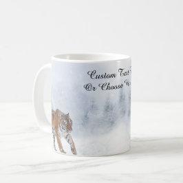 Snö Tiger Winter Woodland Snowy Träd Forest Cat Kaffemugg