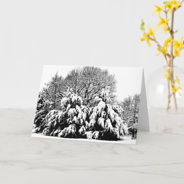 Snö Träd Natur Vinter Scen Konst Not Kort (Gul blomma)