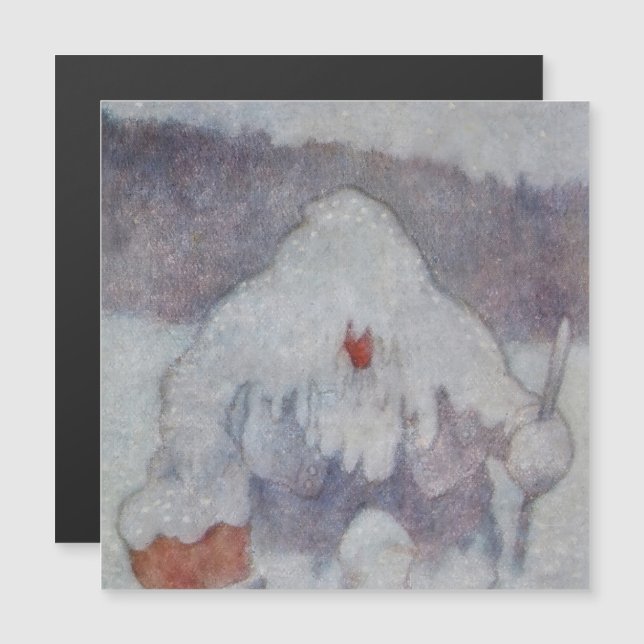 "Snö Troll" av Theodor Kittelsen Magnetisk Inbjudningskort (Fram/baksida)