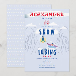 Snö Tubing Tävling Winter Sports Födelsedagsfest Inbjudningar
