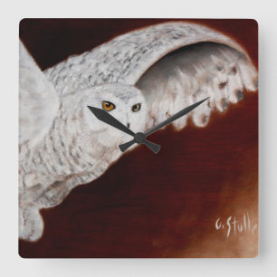 Snö Uggla Clock Fyrkantig Klocka