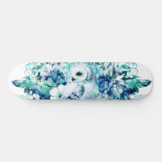 Snö Uggla Dreamcatcher Grönt och Teal Blue Blommig Mini Skateboard Bräda 18,5 Cm
