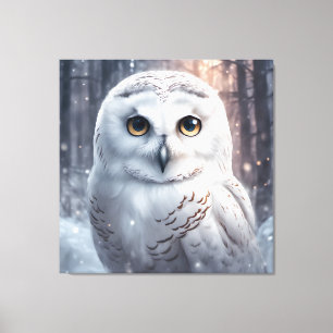 Snö Uggla- Premium Wrapped Canvas (glans)