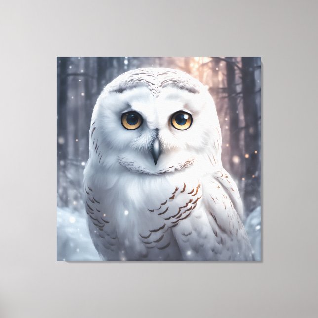 Snö Uggla- Premium Wrapped Canvas (glans) (Framsida)