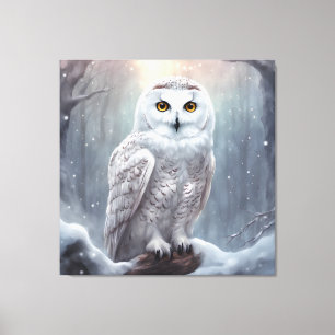 Snö Uggla- Premium Wrapped Canvas (glans)