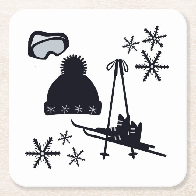 Snö utformar olika artiklar underlägg papper kvadrat (Framsidan)