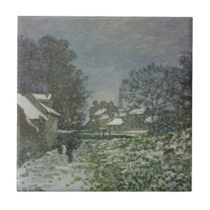 Snö vid Argenteuil av Claude Monet Kakelplatta