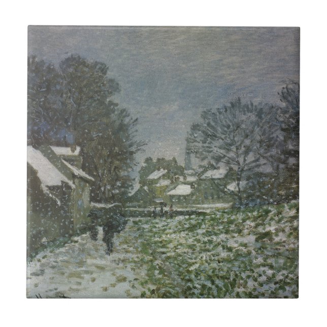 Snö vid Argenteuil av Claude Monet Kakelplatta (Framsidan)