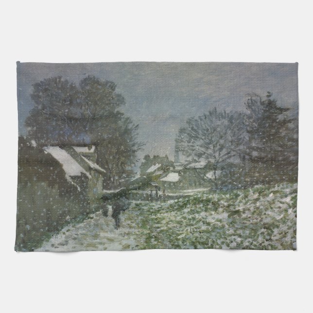 Snö vid Argenteuil av Claude Monet Kökshandduk (Horisontell)