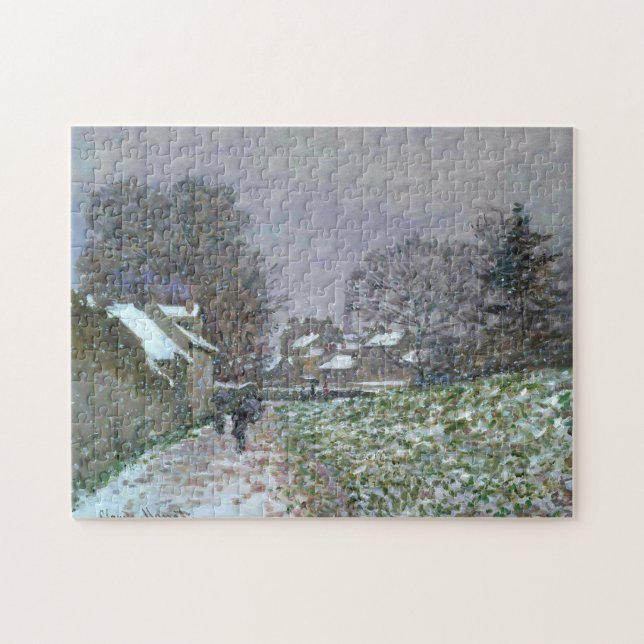 Snö vid Argenteuil Monet Fine Art Pussel (Horisontell)