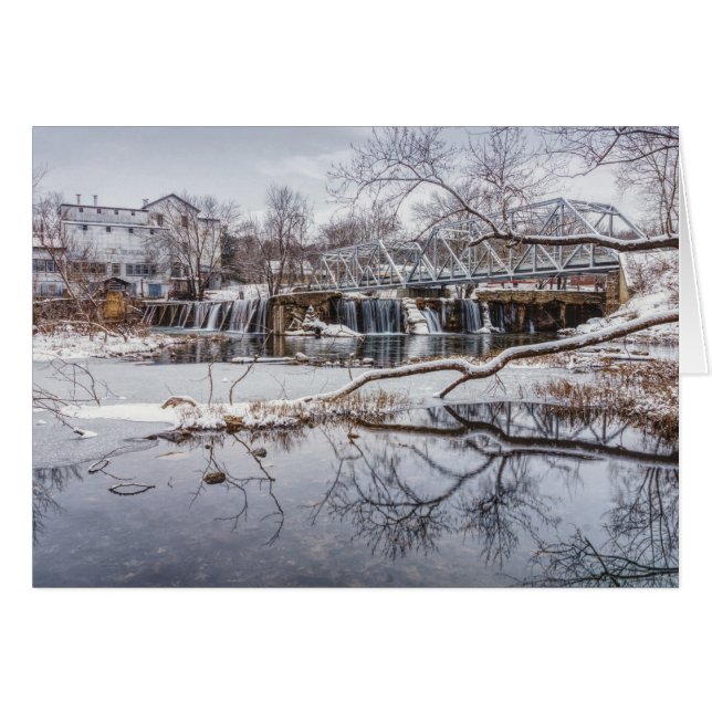Snö vid finley Dam-hälsningskort OBS Kort (Framsidan Horizontal)