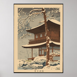 Snö vid Ginkakuji Temple Asano Takeji Poster