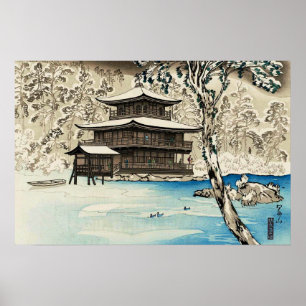 Snö vid Kinkaku-ji Miki Suizan Japansk Konst Poster