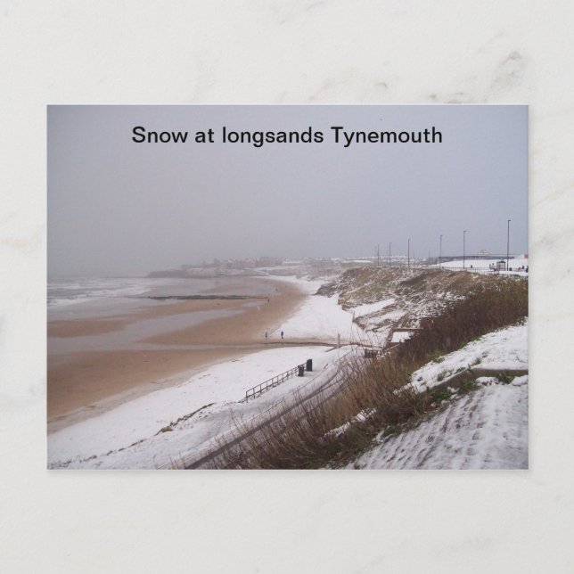 (Snö vid långrev. Tynemouth Postcard) Vykort (Framsida)