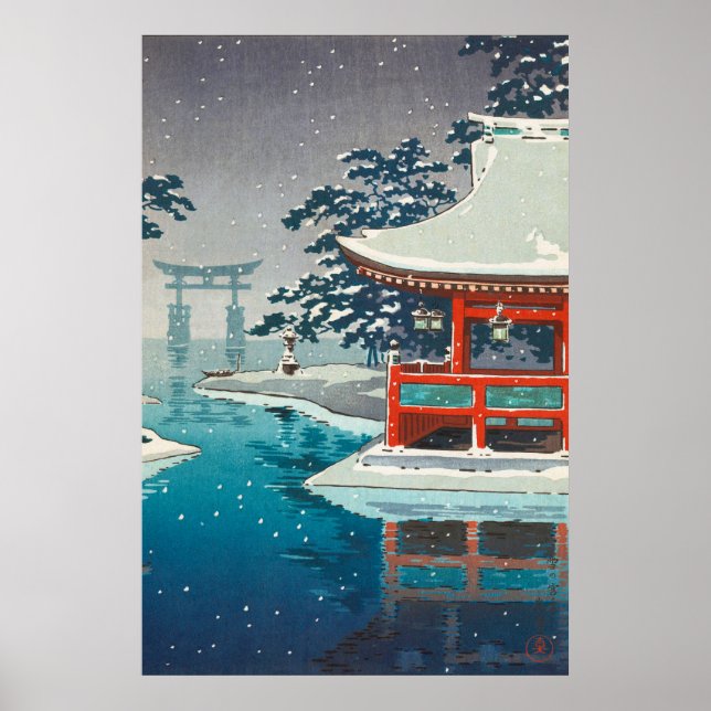 Snö vid Miyajima av Tsuchiya Koitsu Poster (Framsidan)