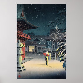 Snö vid Nezu Shrine av Tsuchiya Koitsu Poster
