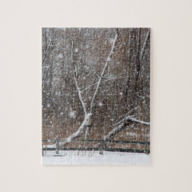 Snö vid parken pussel (Vertikal)