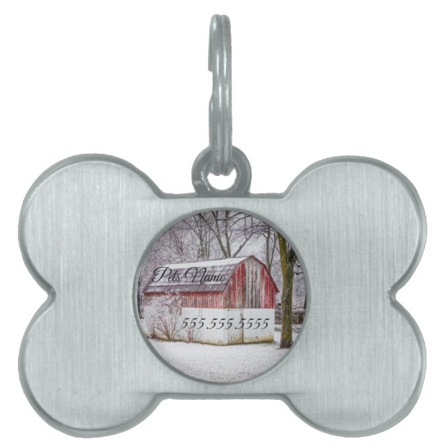 Snö vid Red BarnPet-Märkrn ID-bricka Husdjur (Framsidan)