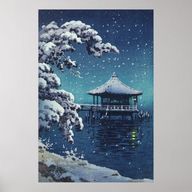 Snö vid Ukimido Katada av Tsuchiya Koitsu Poster (Framsidan)