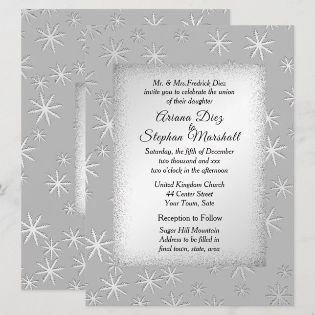 Snö Vinter Bröllopsinbjudan Inbjudningar (Fram/baksida)