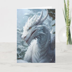 Snö Vinter Drakon Kort