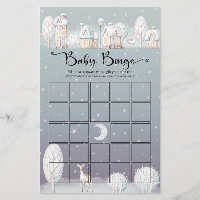 Snö: Vinterbabydusch för baby bingo-spelet (Framsida)
