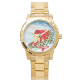 Snö Vinterjullfåglar och rödbox Manar Armbandsur