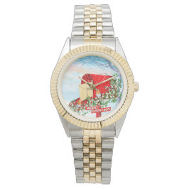 Snö Vinterjullfåglar och rödbox Manar Armbandsur