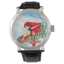 Snö Vinterjullfåglar och rödbox Manar Armbandsur