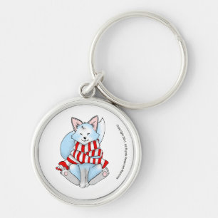 Snö vinterräven Keychain Rund Silverfärgad Nyckelring
