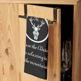 Snö White Buck Silhouette Monogram Photo Kökshandduk