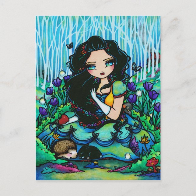 Snö White Dwarves Fantasy Fairy Art Postcard Vykort (Framsida)