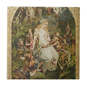 Snö White German Fairy Tale Illustration Kakelplatta