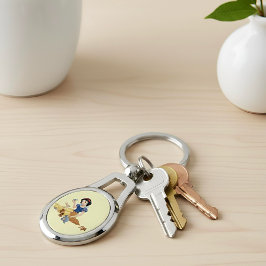 Snö White Keychain Ovalt Silverfärgad Nyckelring