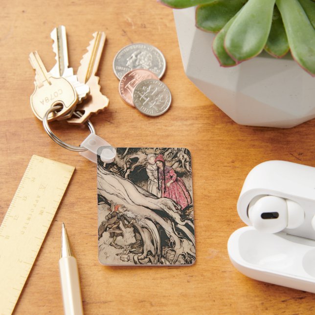 Snö White och Ro Red av Arthur Rackham Nyckelring (Skrivbord)