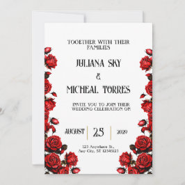 Snö White Röd ros Bröllop Inbjudningar