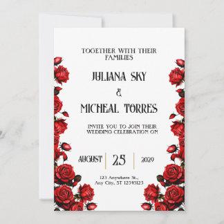 Snö White Röd ros Bröllop Inbjudningar